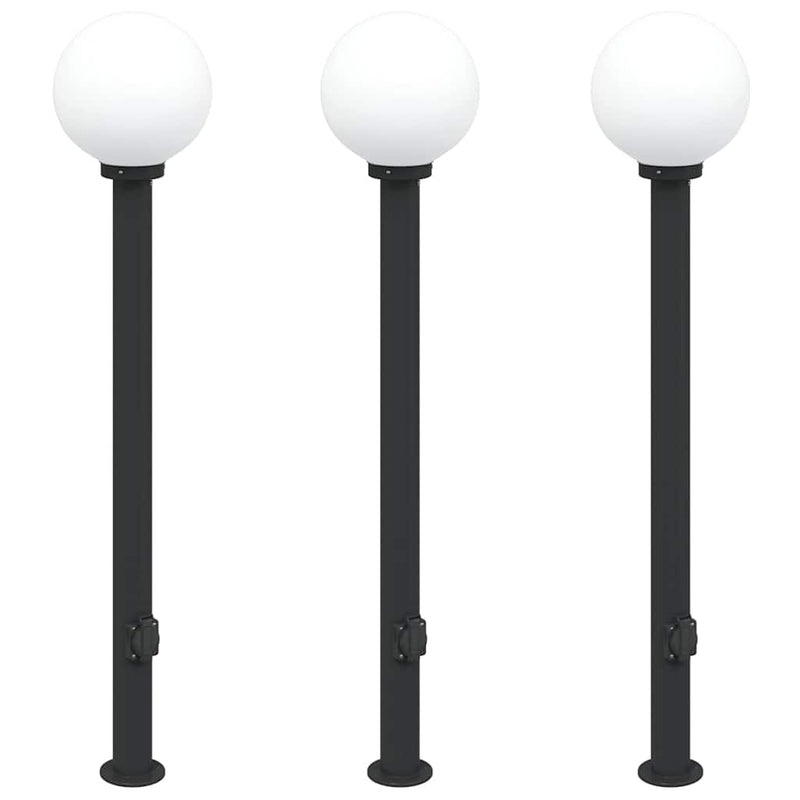 Afbeelding laden in galerijviewer, Vidaxl bolderverlichting met stopcontact 3 stuks 120 cm zwart ip44

