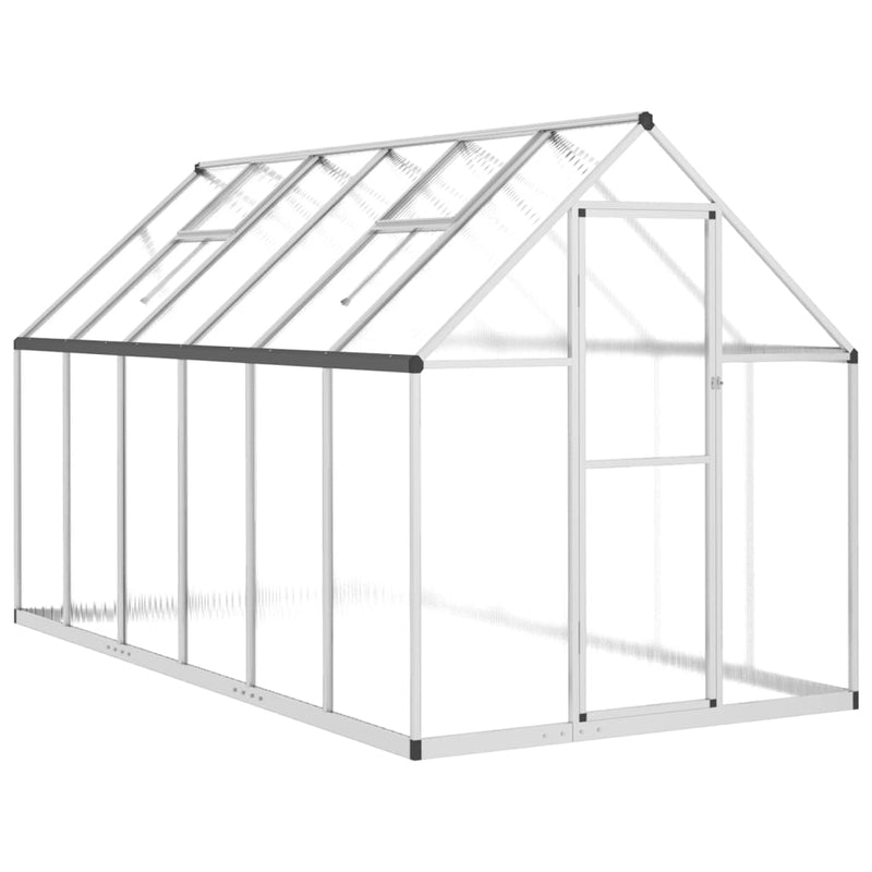 Load image into Gallery viewer, VidaXL Tuinkas met basisframe 334x169x195 cm aluminium zilverkleurig
