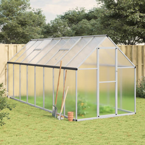 VidaXL Tuinkas met basisframe 445x169x195 cm aluminium zilverkleurig