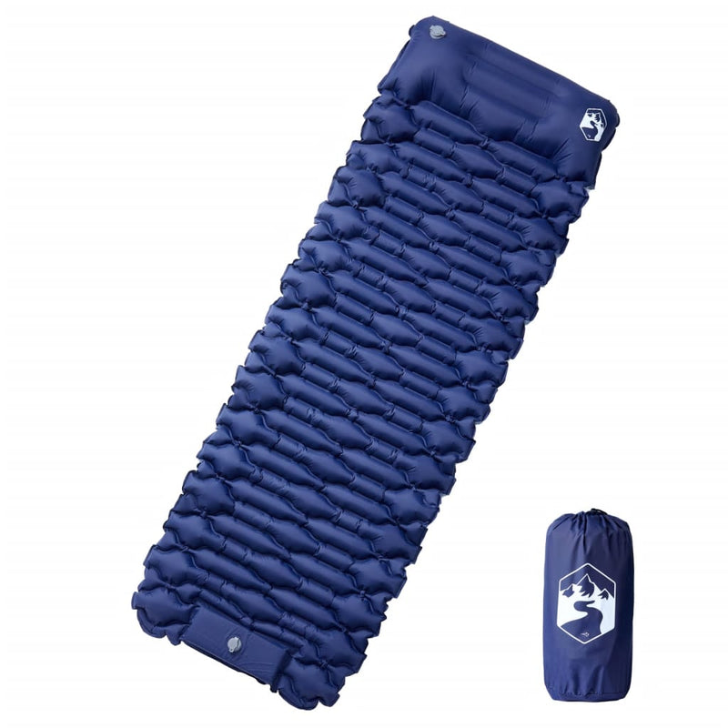 Load image into Gallery viewer, Vidaxl kampeermatras met kussen zelfopblazend 1-persoons marineblauw
