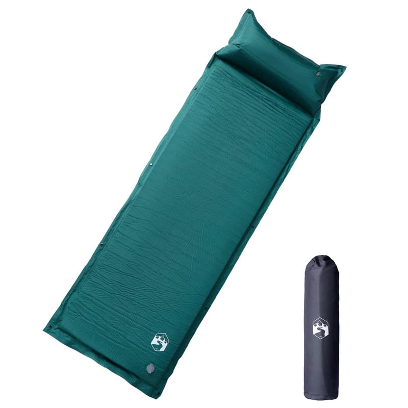 Load image into Gallery viewer, Vidaxl kampeermatras met kussen zelfopblazend 1-persoons groen
