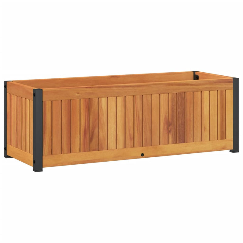 Afbeelding laden in galerijviewer, Vidaxl plantenbak 80x30x27,5 cm massief acaciahout en staal
