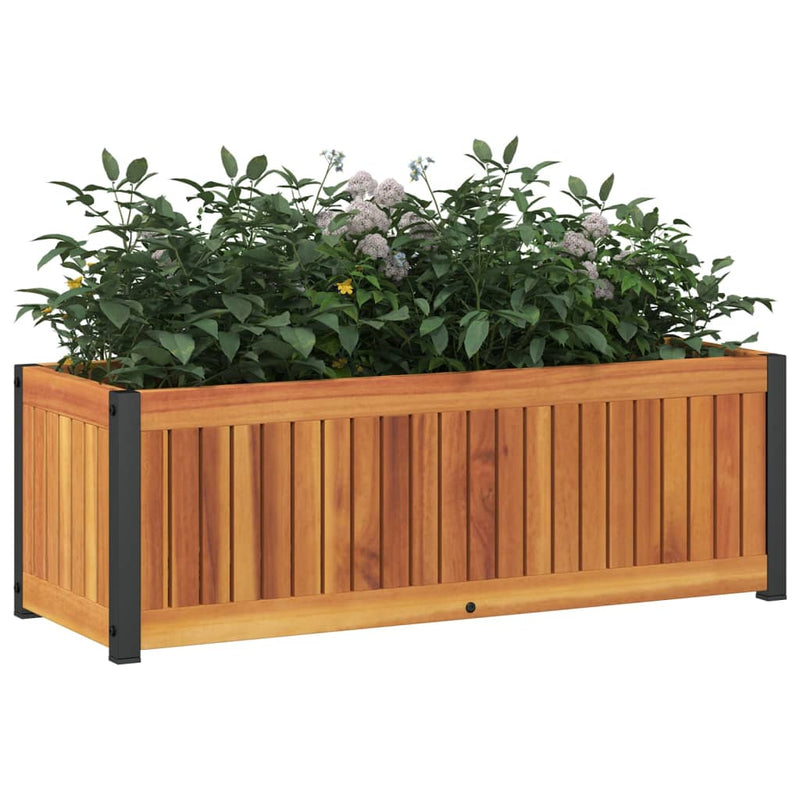 Afbeelding laden in galerijviewer, Vidaxl plantenbak 80x30x27,5 cm massief acaciahout en staal
