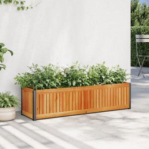 Vidaxl plantenbak 110x30x27,5 cm massief acaciahout en staal