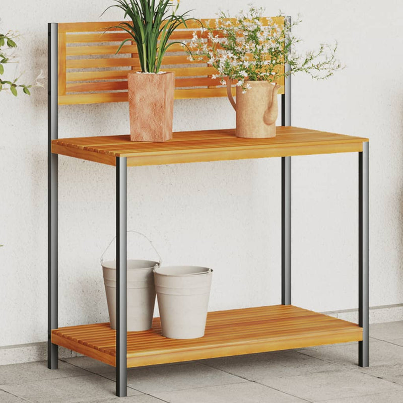 Load image into Gallery viewer, Vidaxl tuinwerktafel 90x50x110 cm massief acaciahout en staal
