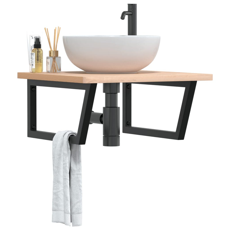 Load image into Gallery viewer, Vidaxl wandbeugels voor wasbak 2 st trapezium staal zwart
