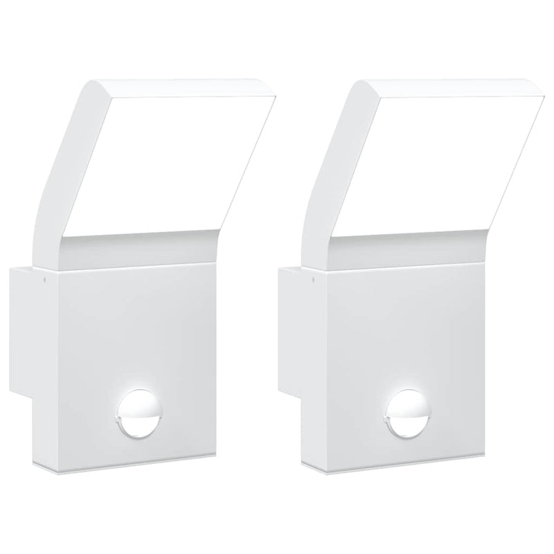 Load image into Gallery viewer, Vidaxl buitenwandlampen 2 st led met sensors gegoten aluminium wit
