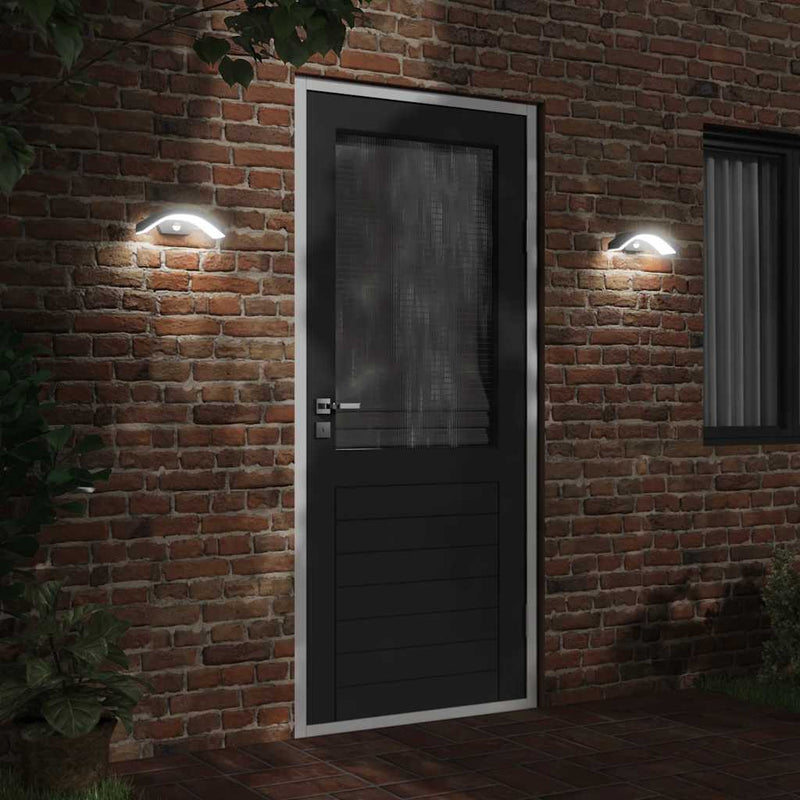 Load image into Gallery viewer, Vidaxl buitenwandlampen 2 st led met sensors gegoten aluminium zwart
