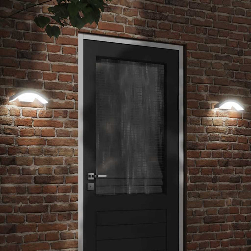Load image into Gallery viewer, Vidaxl buitenwandlampen 2 st led met sensors gegoten aluminium wit

