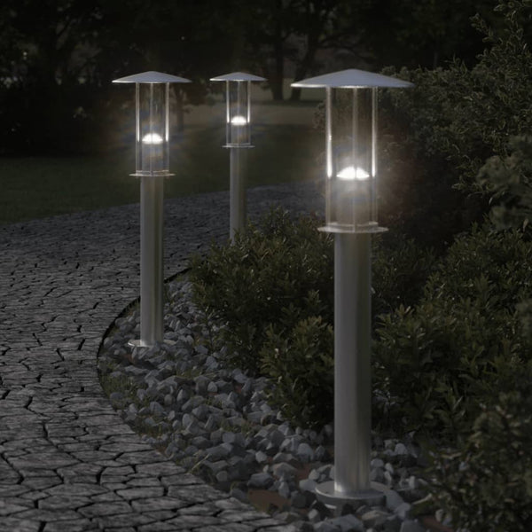 VidaXL Vloerlamp voor buiten 3 st 60 cm roestvrij staal zilverkleurig