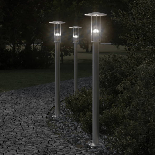 VidaXL Vloerlamp voor buiten 100 cm roestvrijstaal zilverkleurig