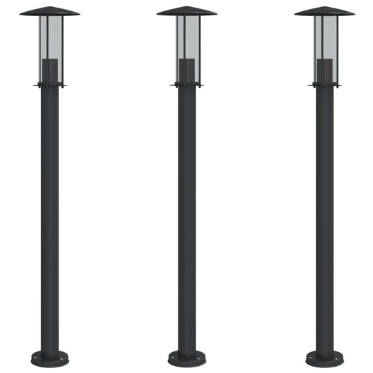 Vidaxl vloerlamp voor buiten 3 st 100 cm roestvrij staal zwart