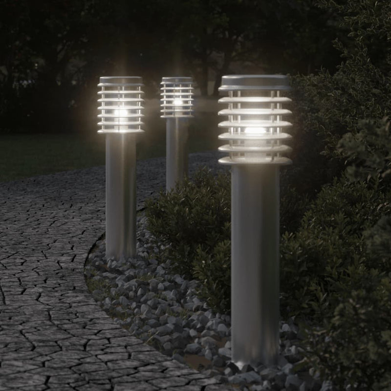 Load image into Gallery viewer, VidaXL Vloerlamp voor buiten 3 st 60 cm roestvrij staal zilverkleurig

