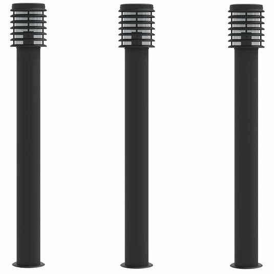 Vidaxl vloerlamp voor buiten 3 st 110 cm roestvrijstaal zwart