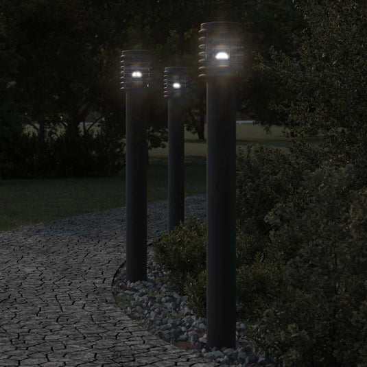 Vidaxl vloerlamp voor buiten 3 st 110 cm roestvrijstaal zwart