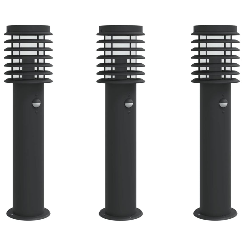Load image into Gallery viewer, Vidaxl buitenvloerlampen 3 st met sensors roestvrijstaal zwart
