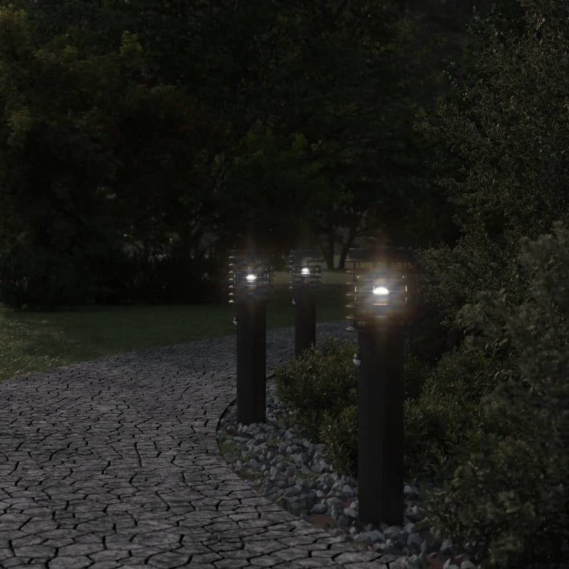 Load image into Gallery viewer, Vidaxl buitenvloerlampen 3 st met sensors roestvrijstaal zwart
