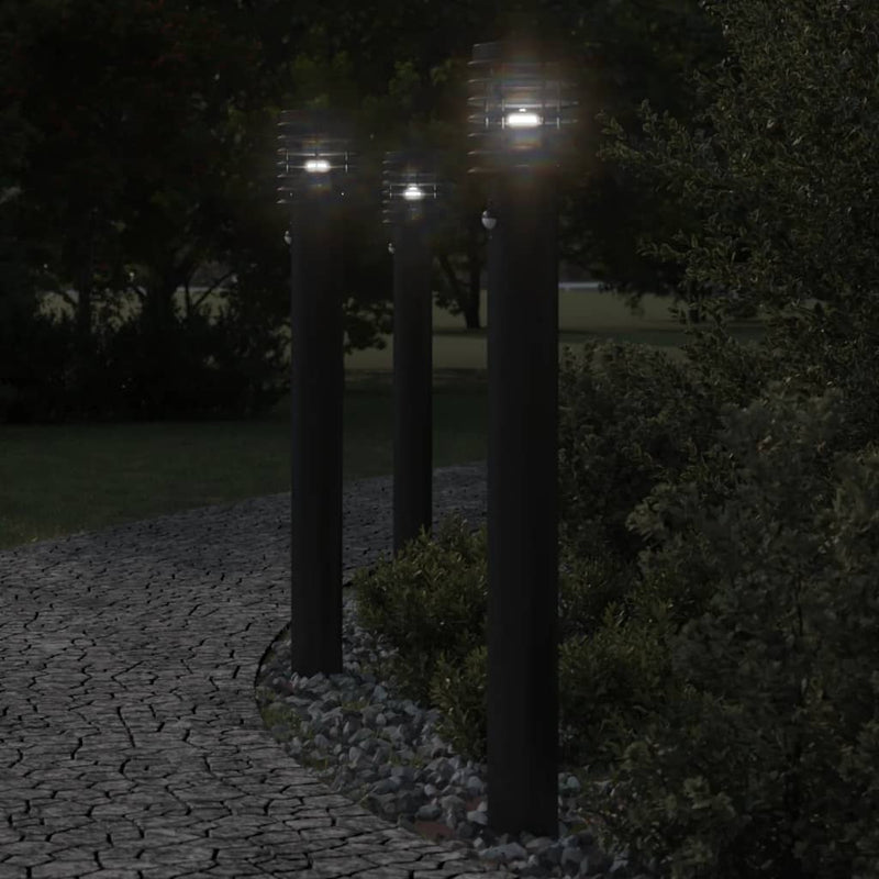 Load image into Gallery viewer, Vidaxl buitenvloerlampen 3 st met sensors 110 cm roestvrijstaal zwart
