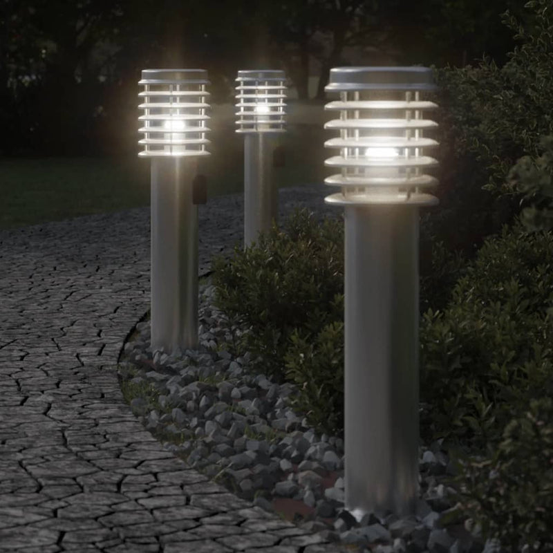 Load image into Gallery viewer, Vidaxl buitenvloerlampen 3 st stopcontact 60 cm roestvrijstaal zilver
