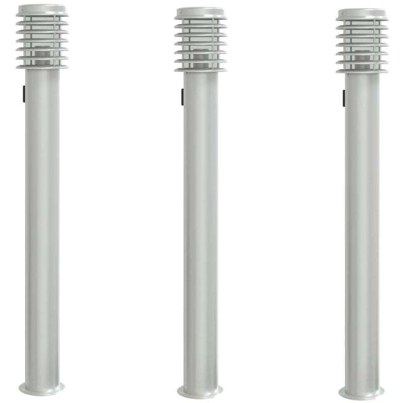 Load image into Gallery viewer, Vidaxl buitenvloerlampen 3 st stopcontact 110 cm roestvrijstaal zilver
