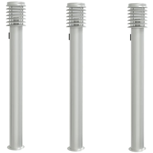 Vidaxl buitenvloerlampen 3 st stopcontact 110 cm roestvrijstaal zilver