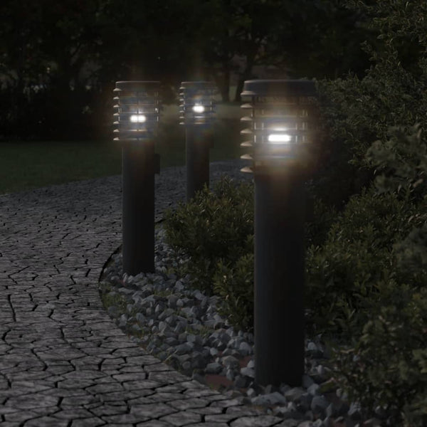 VidaXL Buitenvloerlampen 3 st stopcontact 60 cm roestvrijstaal zwart