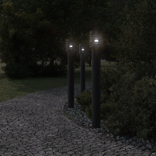Vidaxl buitenvloerlampen 3 st stopcontact 110 cm roestvrijstaal zwart