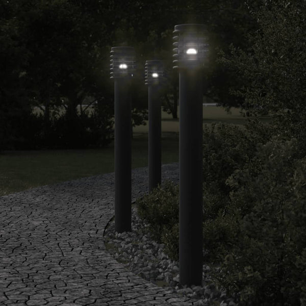 VidaXL Buitenvloerlampen 3 st stopcontact 110 cm roestvrijstaal zwart