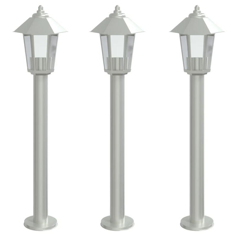 Load image into Gallery viewer, Vidaxl vloerlamp voor buiten 3 st 80 cm roestvrijstaal zilverkleurig
