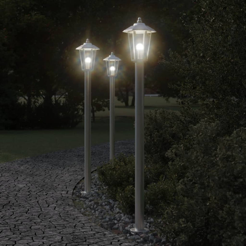 Load image into Gallery viewer, Vidaxl vloerlamp voor buiten 3 st 120 cm roestvrijstaal zilverkleurig
