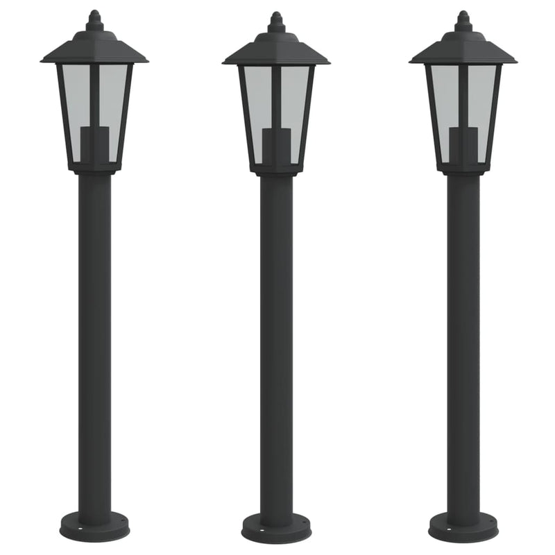Load image into Gallery viewer, Vidaxl vloerlamp voor buiten 3 st 80 cm roestvrijstaal zwart
