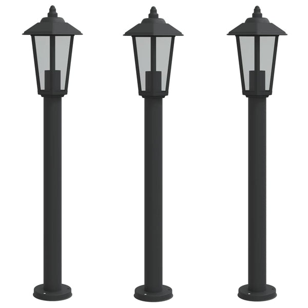 VidaXL Vloerlamp voor buiten 3 st 80 cm roestvrijstaal zwart