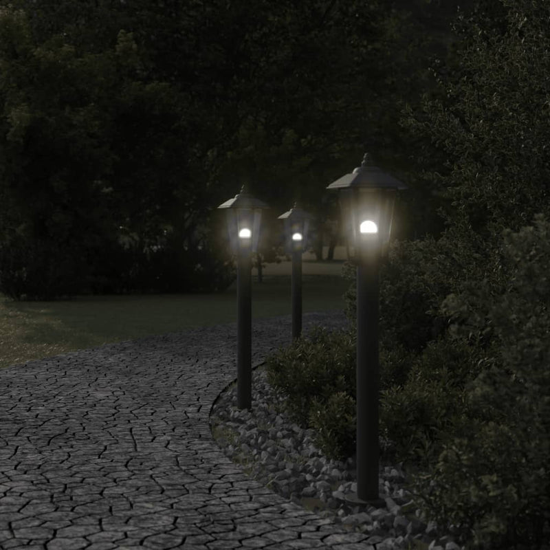 Load image into Gallery viewer, Vidaxl vloerlamp voor buiten 3 st 80 cm roestvrijstaal zwart
