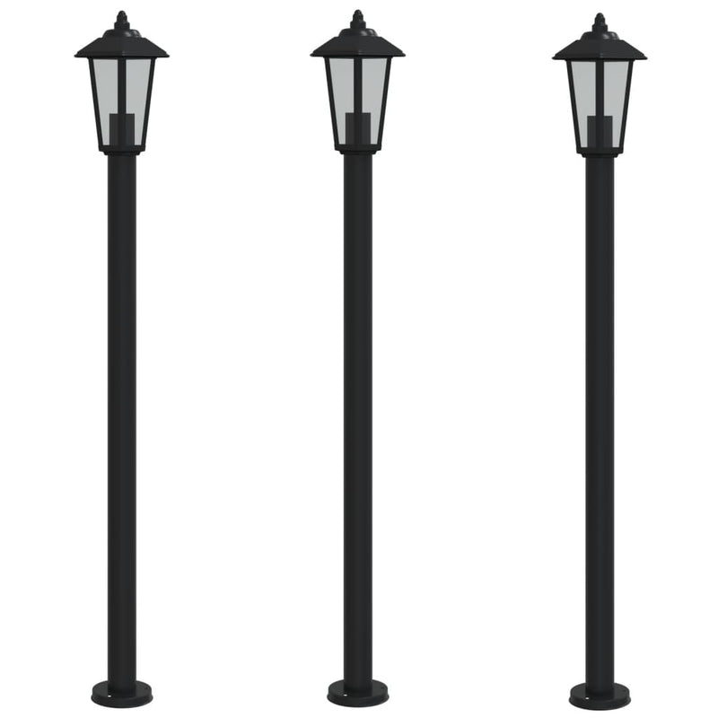 Load image into Gallery viewer, Vidaxl vloerlamp voor buiten 3 st 120 cm roestvrijstaal zwart
