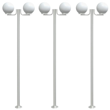 Vidaxl buitenvloerlampen 3 st 215 cm roestvrij staal zilverkleurig