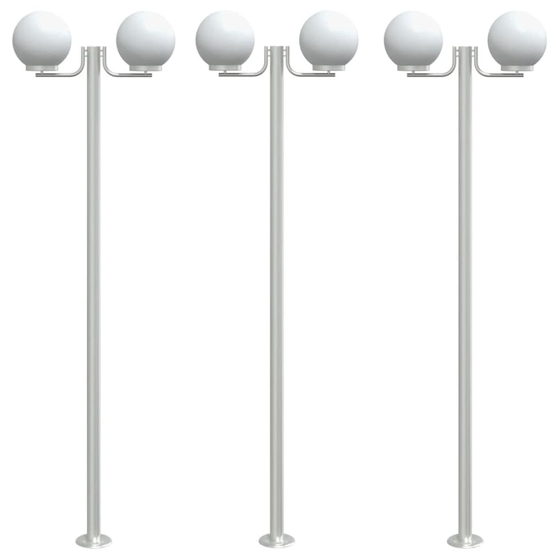 Load image into Gallery viewer, Vidaxl buitenvloerlampen 3 st 215 cm roestvrij staal zilverkleurig
