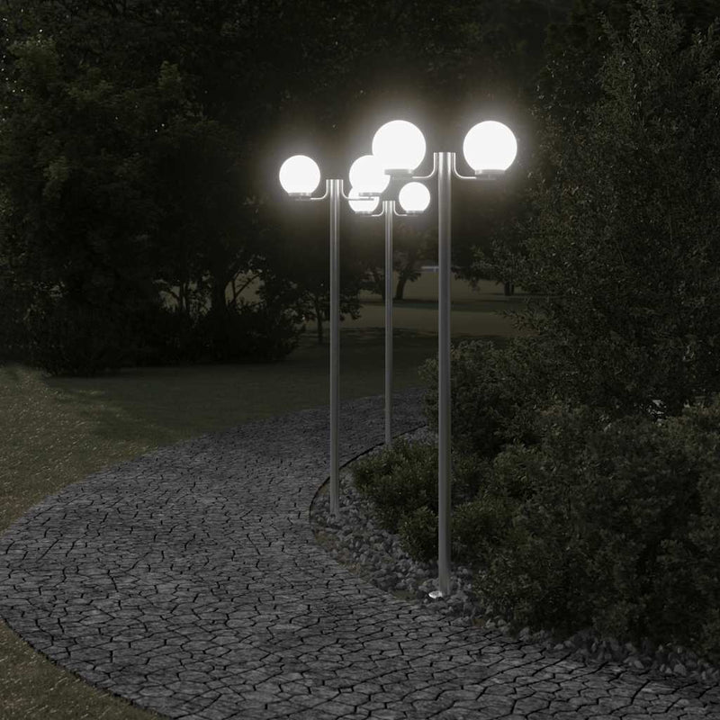 Load image into Gallery viewer, Vidaxl buitenvloerlampen 3 st 215 cm roestvrij staal zilverkleurig

