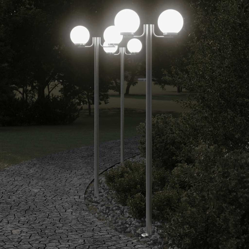 Load image into Gallery viewer, Vidaxl buitenvloerlampen 3 st 215 cm roestvrij staal zilverkleurig
