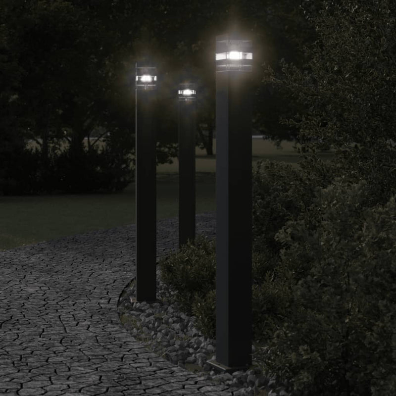 Load image into Gallery viewer, Vidaxl vloerlampen voor buiten 3 st 110 cm aluminium zwart
