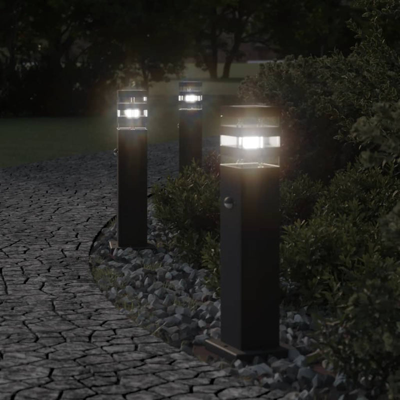 Load image into Gallery viewer, Vidaxl vloerlampen voor buiten 3 st met sensor 50 cm aluminium zwart
