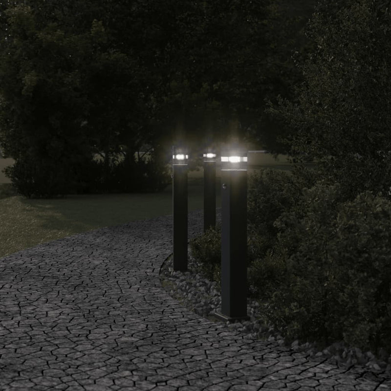 Load image into Gallery viewer, Vidaxl vloerlamp voor buiten met sensor 80 cm aluminium zwart
