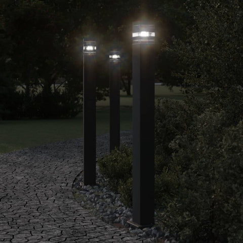 Vidaxl vloerlampen voor buiten 3 st met sensor 110 cm aluminium zwart