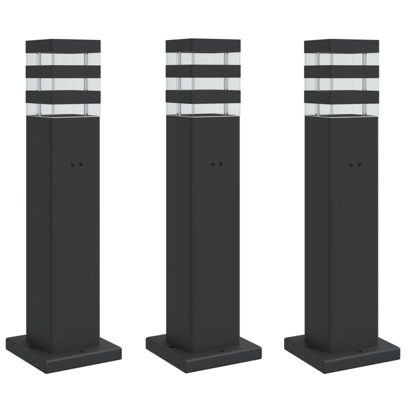 Load image into Gallery viewer, Vidaxl buitenvloerlampen 3 st met stopcontact 50 cm aluminium zwart
