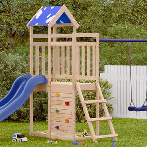 VidaXL Speeltoren met rotswand 110,5x52,5x215 cm massief grenenhout