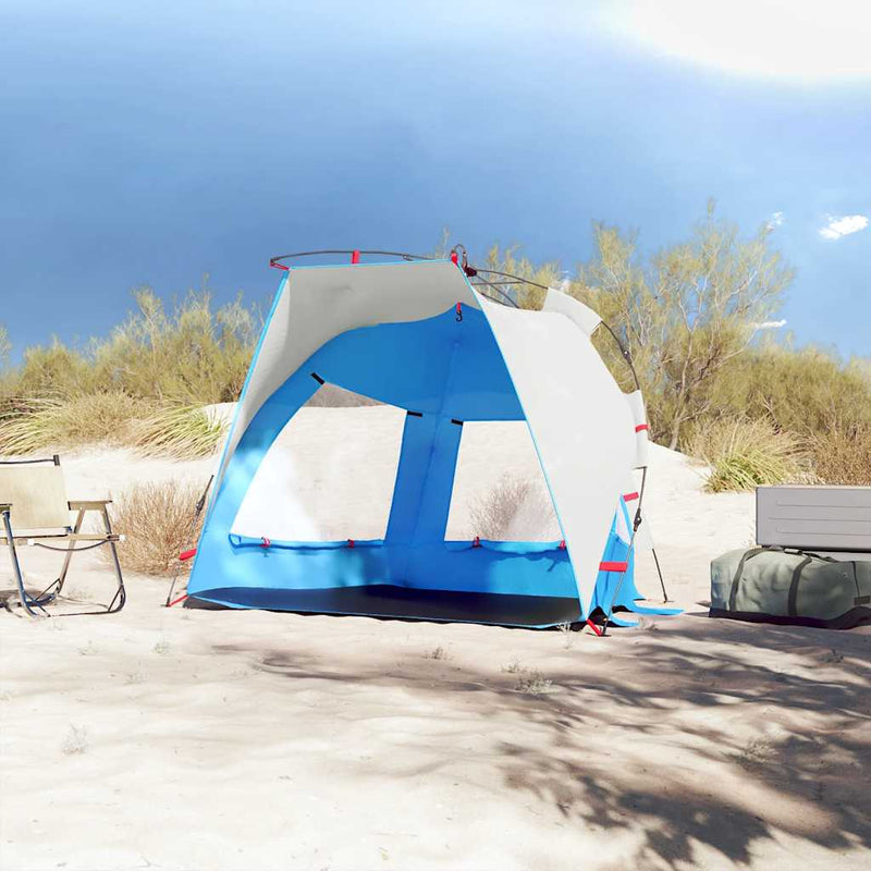 Load image into Gallery viewer, Vidaxl strandtent 2-persoons waterdicht snelontgrendeling azuurblauw
