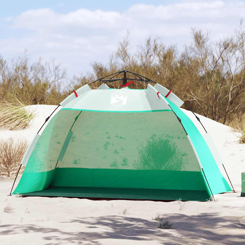 Load image into Gallery viewer, Vidaxl strandtent 2-persoons waterdicht snelontgrendeling zeegroen
