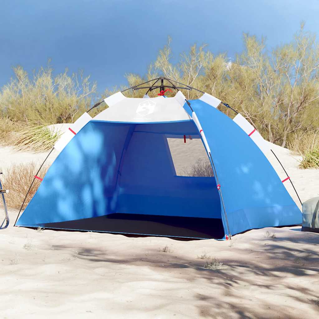 VidaXL Strandtent 2-persoons waterdicht snelontgrendeling azuurblauw