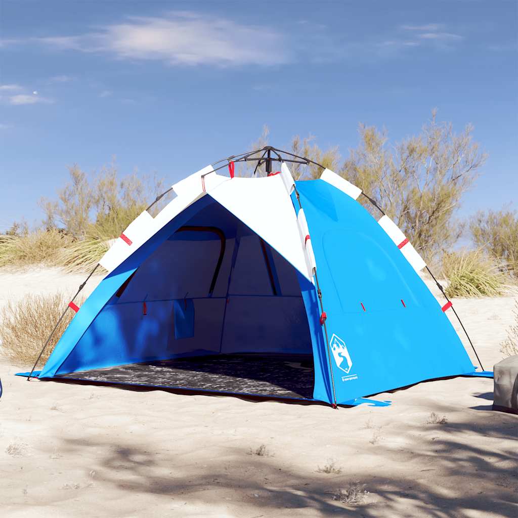 VidaXL Strandtent 3-persoons waterdicht snelontgrendeling azuurblauw