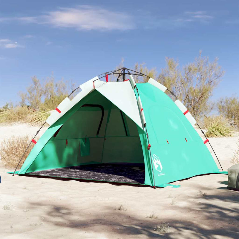 Load image into Gallery viewer, Vidaxl strandtent 3-persoons waterdicht snelontgrendeling zeegroen
