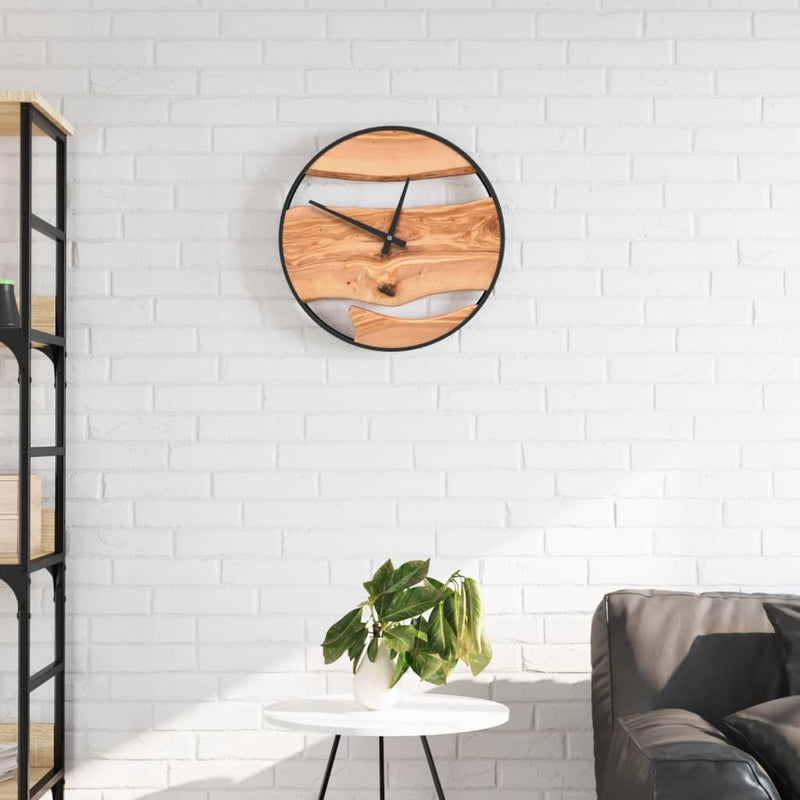 Load image into Gallery viewer, Vidaxl wandklok ø35 cm ijzer en olijfhout bruin
